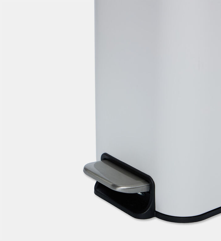 Home Deco and More Soft Close Rectangle Pedal Bin, White, Packshot View