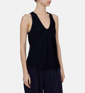 بلوزة بدون أكمام محبوكة