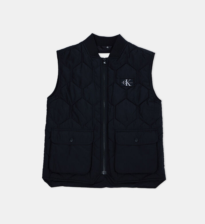 Logo-print Denim Quilted Vest