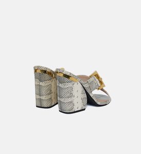 Snakeskin-print Chunky Heel Sandal