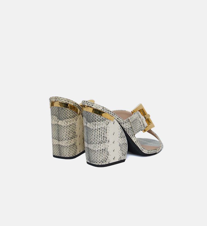 Snakeskin-print Chunky Heel Sandal