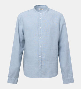 قميص ستان كتان بياقة شريطية