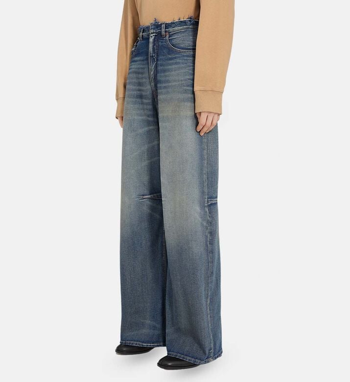 Mid-wash Wide-leg Denim Pants