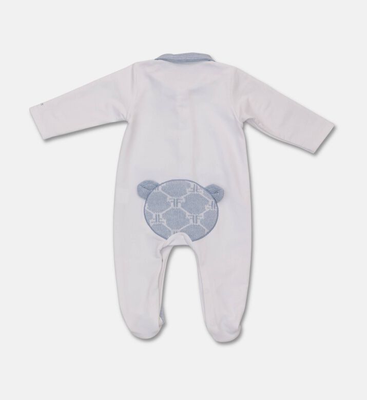 My First Collection Contrast-collar Long-sleeve Rompersuit, Blue, 6m, Packshot View