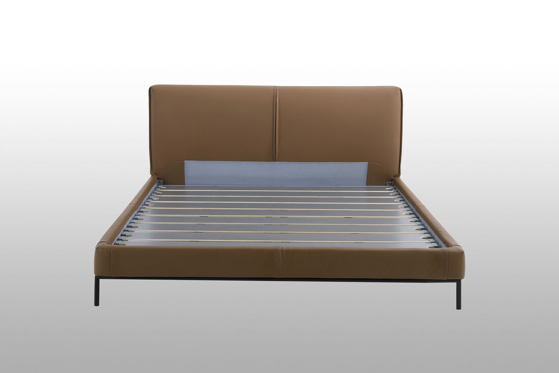 Tan store leather bed