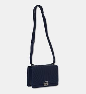 Camille Fournet Signature Calf Leather Pleated Shoulder Bag, Indigo, Packshot View