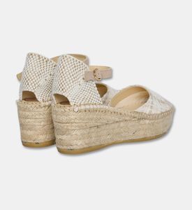 Salvi Checked Woven Ankle-strap Wedge, Packshot View