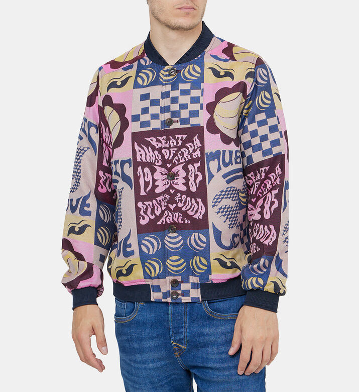 Oversized Jacquard Bomber Jacket
