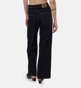 Ba and Sh Slip Pockets Wide-leg Denim Pants, Model View