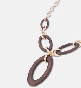 Luisa Spagnoli Nolente Wood Gold-tone Linked Necklace, Packshot View