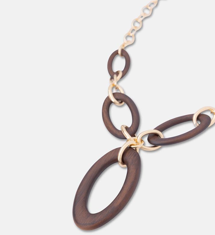 Luisa Spagnoli Nolente Wood Gold-tone Linked Necklace, Packshot View