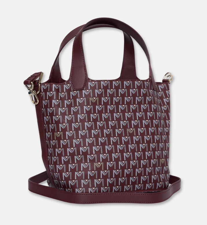 Maya.M Soft Monogram Mini Bucket Tote Bag, Burgundy, Packshot View