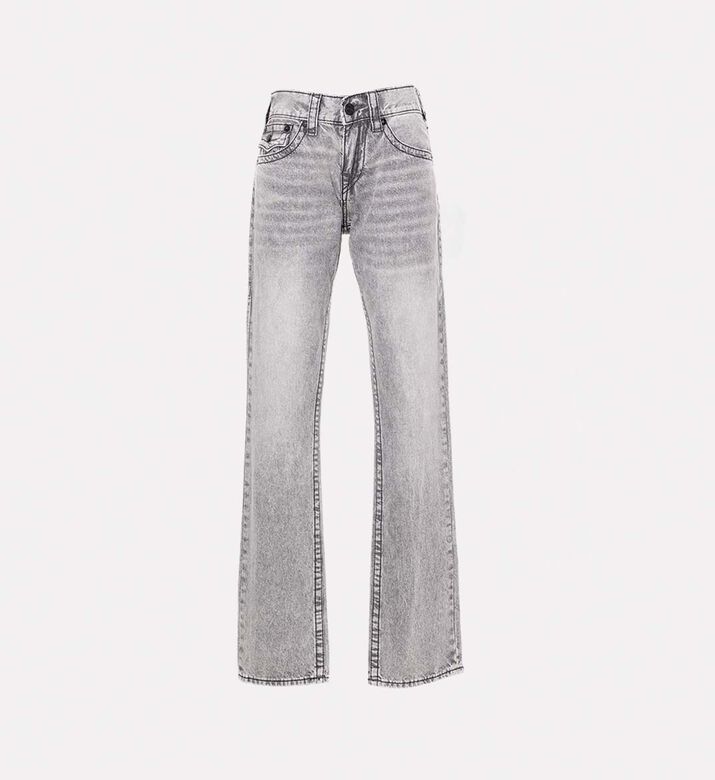 Contrast Stitching Acid-wash Flared Jeans
