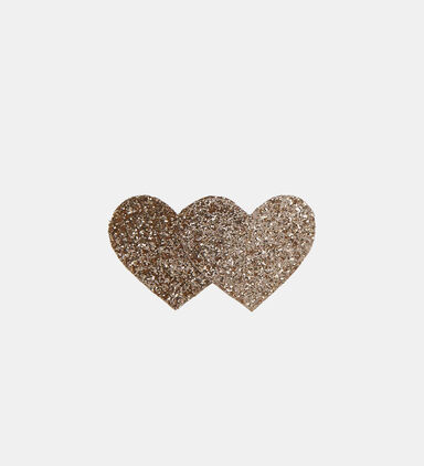Glittered Gold Heart Hair Clip