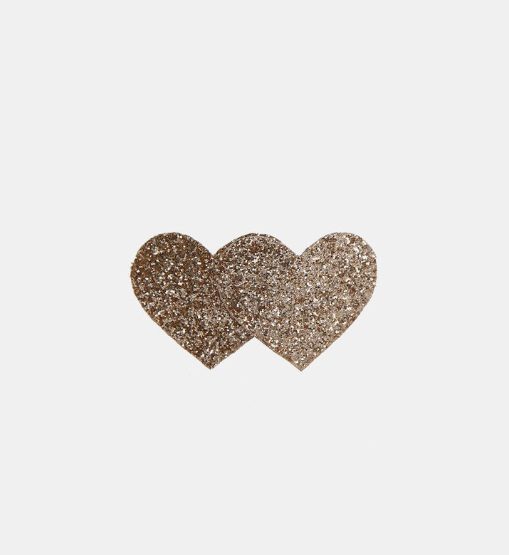 Glittered Gold Heart Hair Clip