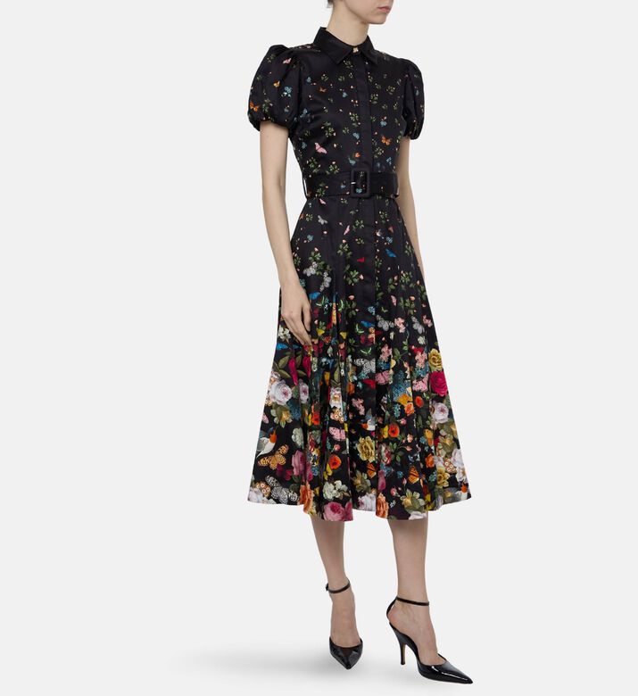 Alice and Olivia Henrietta Cotton Sateen Midi Dress, Model View