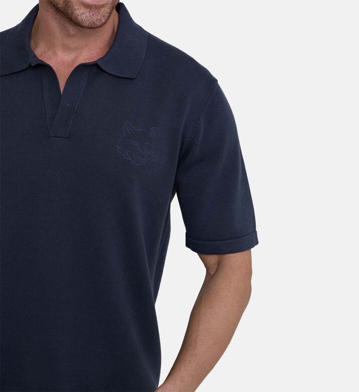 Fox Head Logo Open Collar Polo Shirt