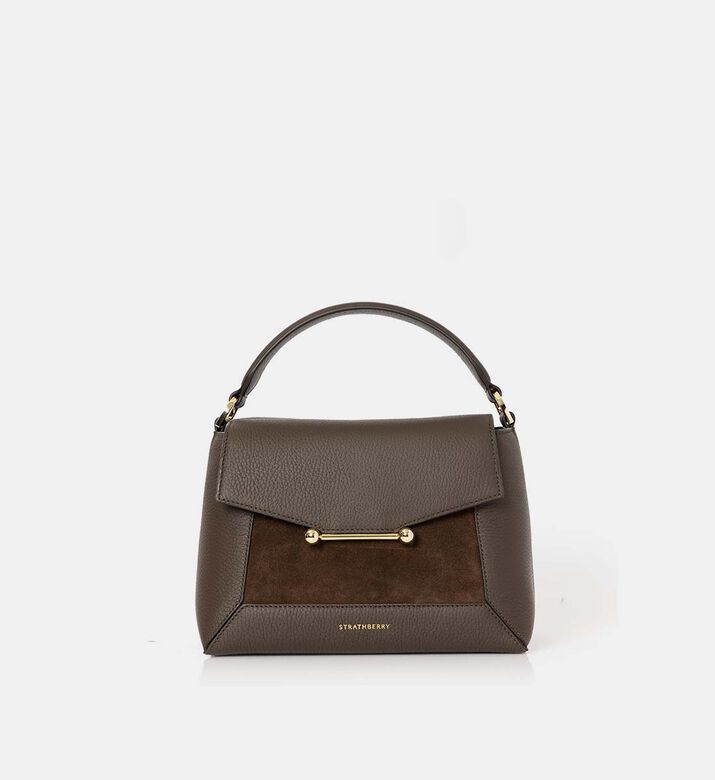 Strathberry Mosaic Leather Top Handle Bag, Dark-brown, Packshot View