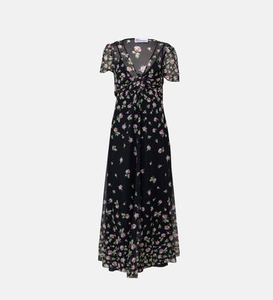 Silk Roses Ombree-print Midi Dress