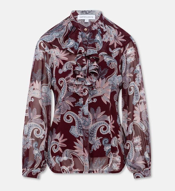 Carter and White Zahra Printed Ruffle Blouse, Packshot View