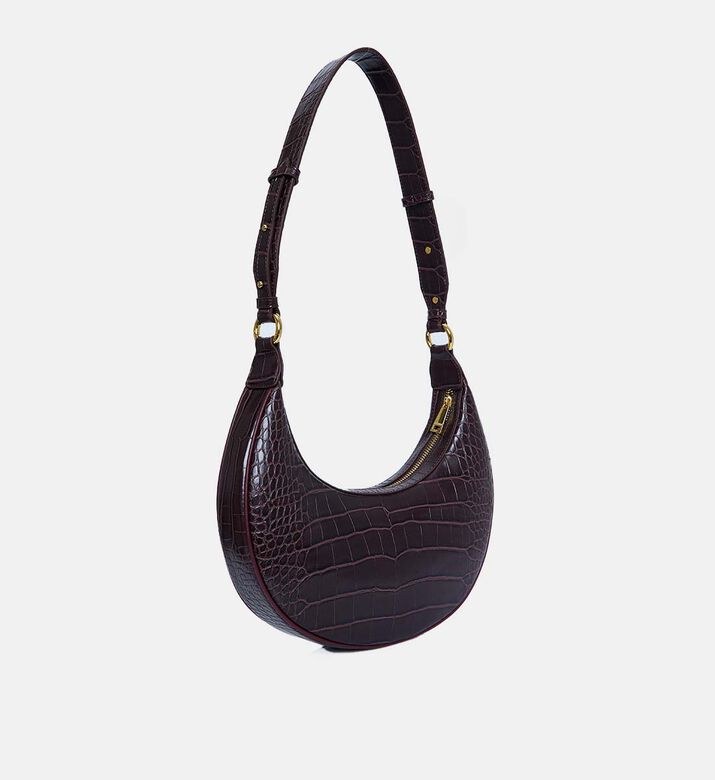Carly Croc Leather Saddle Bag