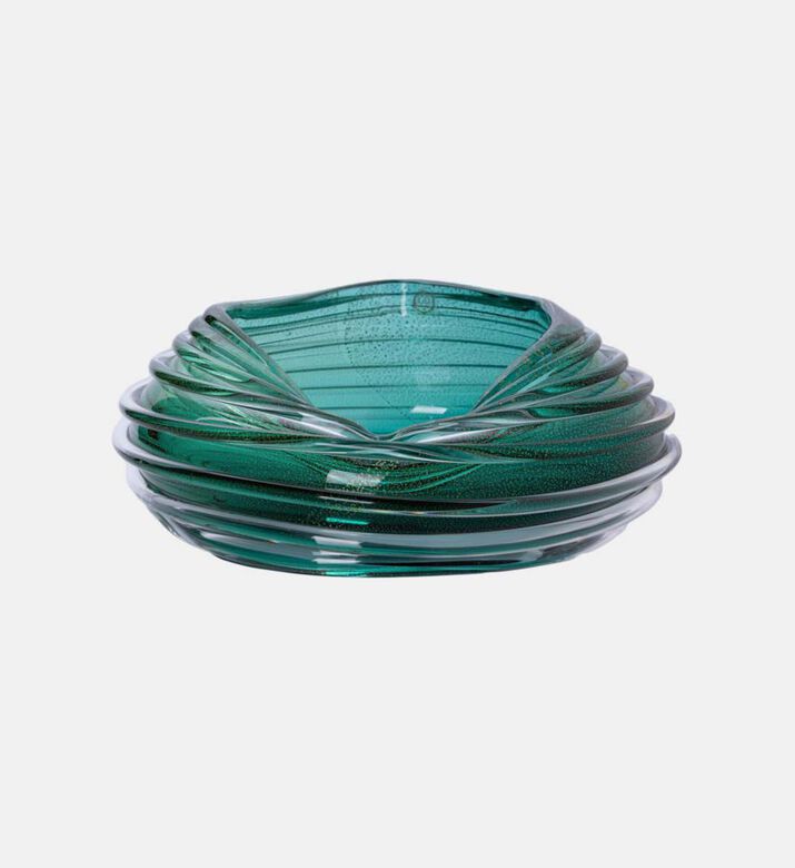 Gileno Ninho Handmade Gold Crystal Bowl, Transparent, Packshot View