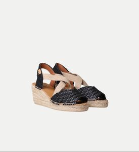 Salina Leather Raffia High-wedge Open-toe Espadrille