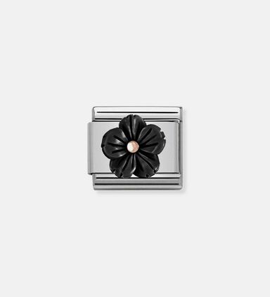 Composable Classic 9k Rose Gold Onyx Flower