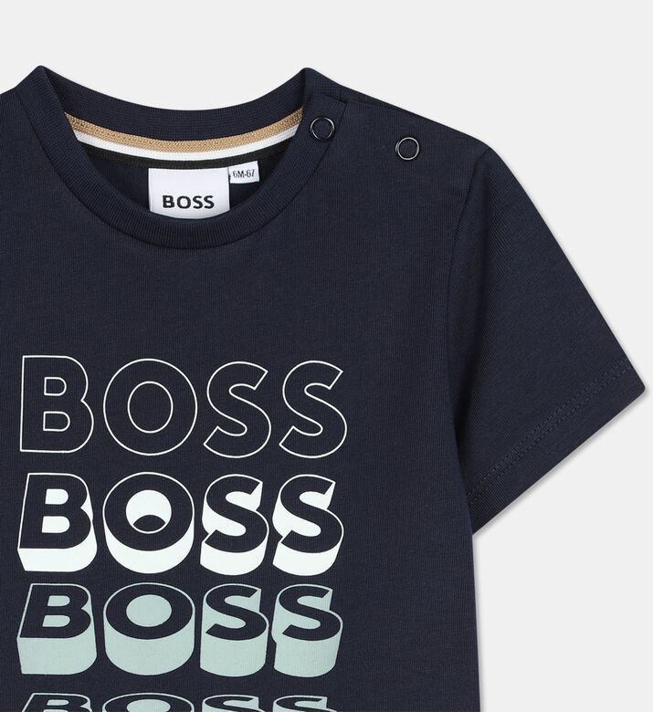 Boss Multi-logo Jersey T-shirt, Blue, 18m, Packshot View