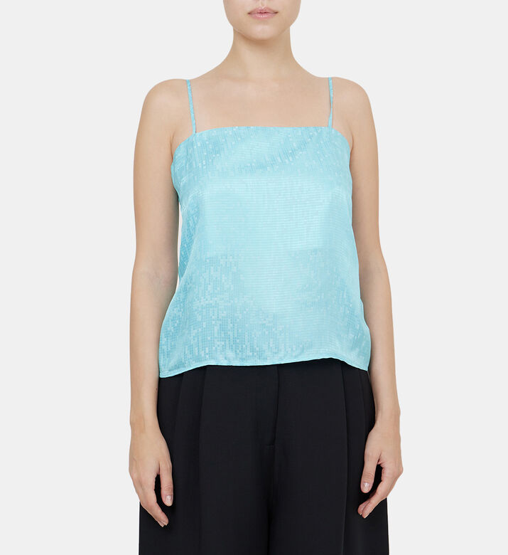 Micro-checked Jacquard Top