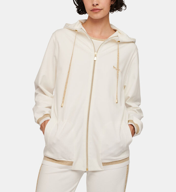 هودي مزين بلوغو مطرز بسحاب