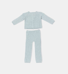 طقم بنطال رياضي وسترة محبوك ومجدول