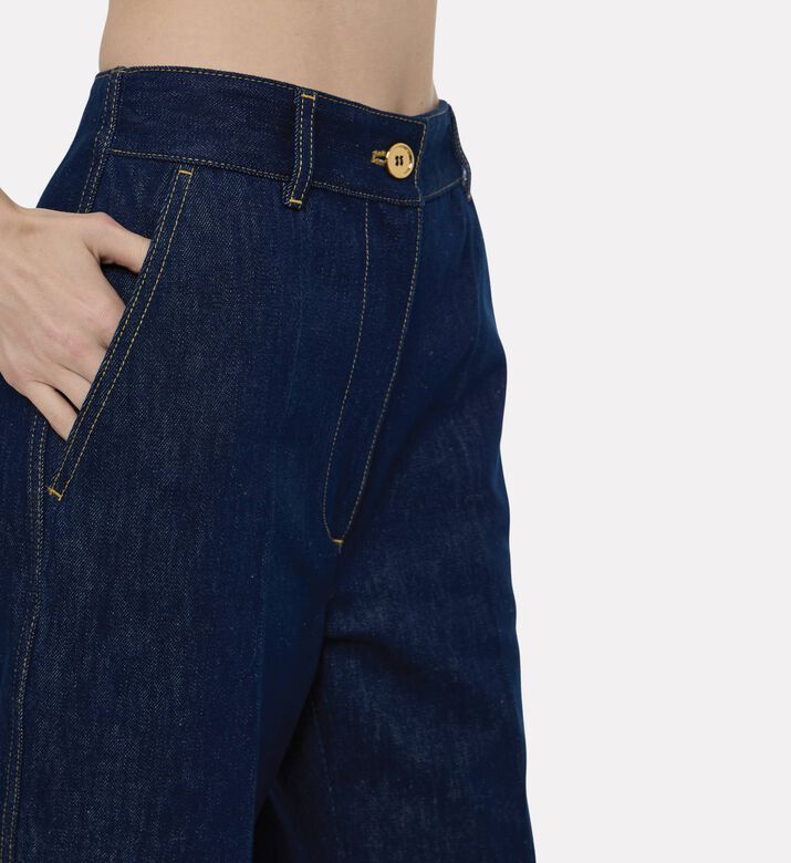 Patou Iconic Denim Folded Hems Pants, Model View