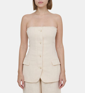 Spencer Cotton-linen Strapless Blazer