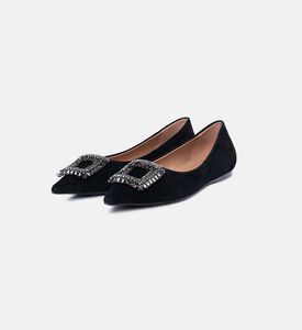 Brooch Kid Suede Ballet Flats