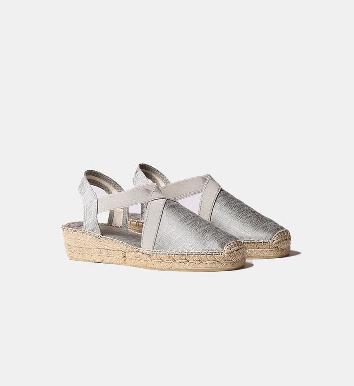 Toni Pons Vic Vegan Metallic Silk Wedge Espadrille, Silver, Eu-42, Packshot View