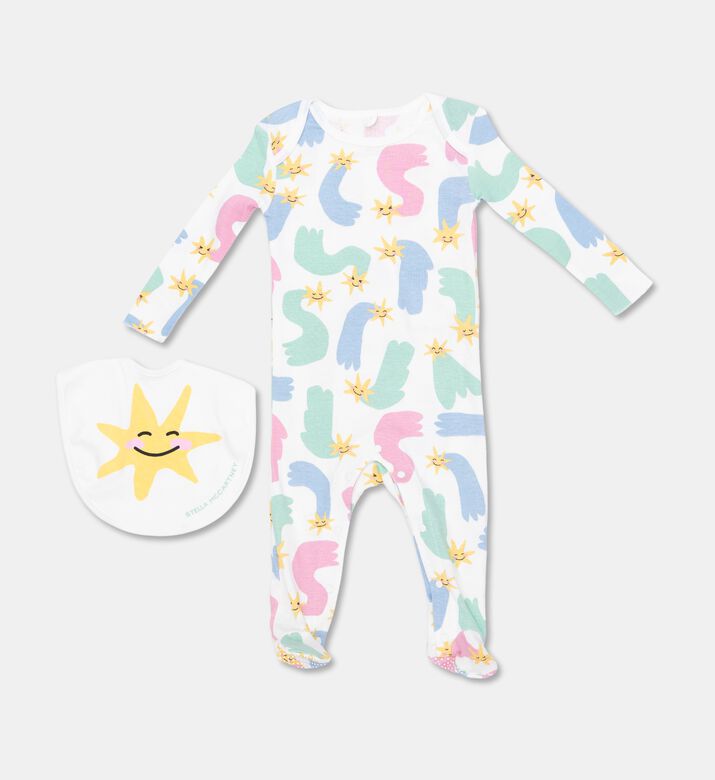 Stella McCartney Star Printed Babygrow Bib Set, Packshot View