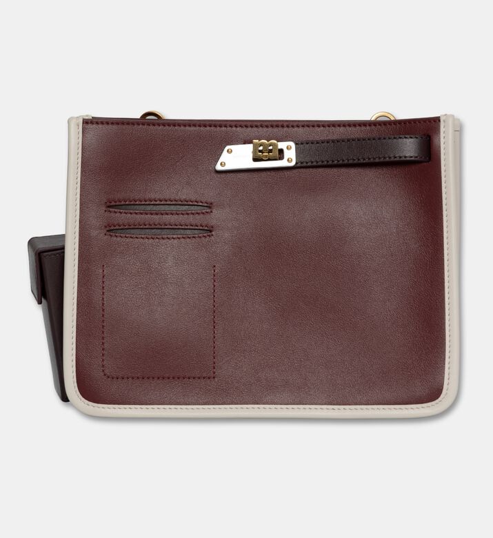 Mlouye Calf Leather Compact Shoulder Bag, Bord-offwht, Packshot View