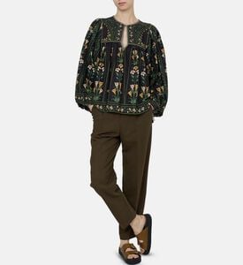 Flowers Arch Linen Blend Long-sleeve Blouse Flowers Arch Linen Blend Long-sleeve Blouse