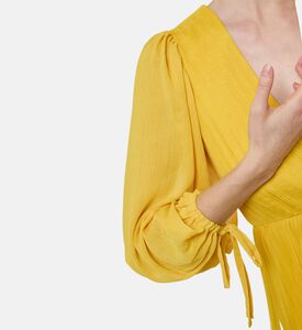 Alice and Olivia Pleats-detail Long-sleeve Flared Dress, Model View Alice and Olivia Pleats-detail Long-sleeve Flared Dress, Model View