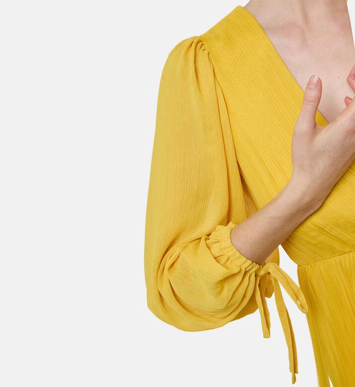 Alice and Olivia Pleats-detail Long-sleeve Flared Dress, Model View Alice and Olivia Pleats-detail Long-sleeve Flared Dress, Model View