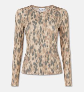 Ganni Marl Long-sleeve Mesh Top, Beige, 40, Packshot View