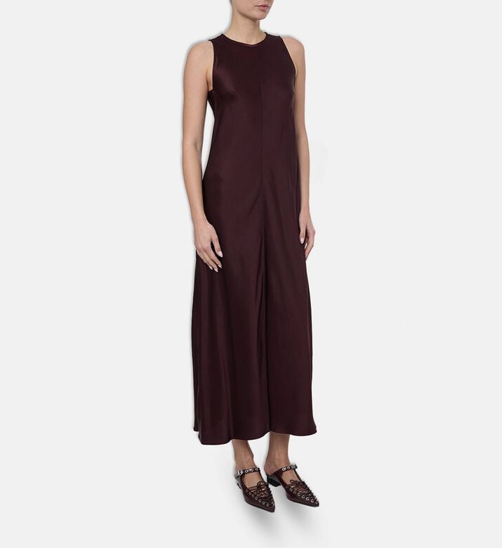 Forte-Forte Sleeveless Round Neck Flared Dress, Model View