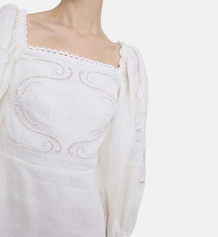 Floral-embroidery Short-sleeve Mini Dress Floral-embroidery Short-sleeve Mini Dress