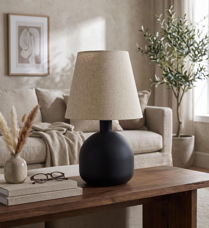 Home Deco and More Drop Lampshade Iron Table Lamp, Packshot View