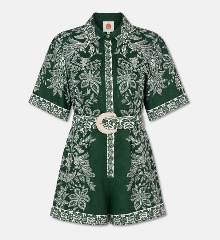 Farm Rio Short-sleeve Belted Playsuit, Packshot View