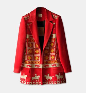 Arad Ghaderian Velvet Hand Embroidered Pazirik Jacket, Red, M, Packshot View