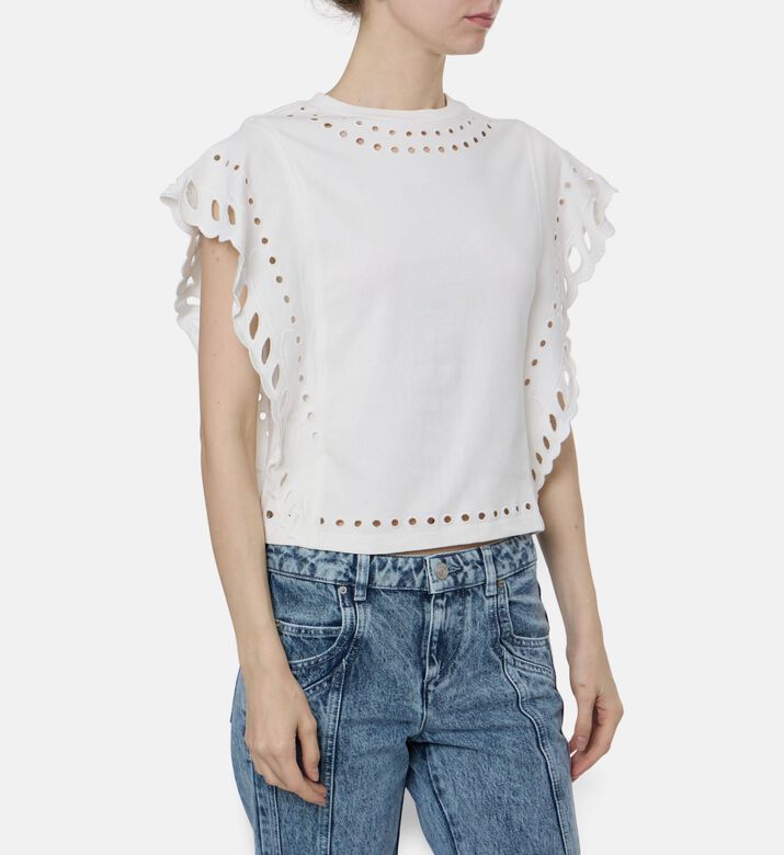 Isabel Marant Eyelet Ruffle Sleeveless Top, Model View