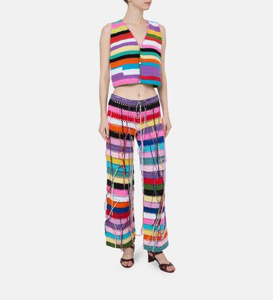 Crochet Two-piece Horizontal Stripes Set