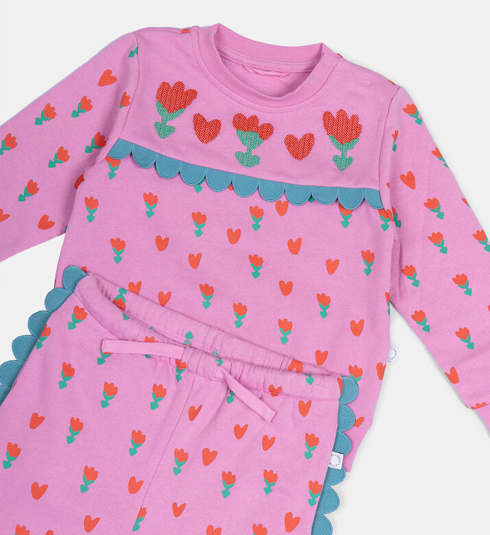 Tulips Fleece Printed Tracksuit
